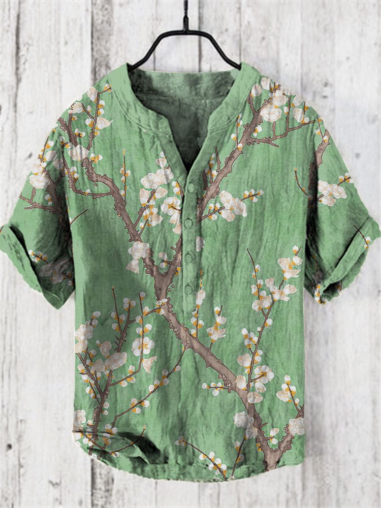 Henry Shirt - Wave Printed Short sleeved T-shirt, Men's Fashion Casual Clothing, 2024 New Shirt,