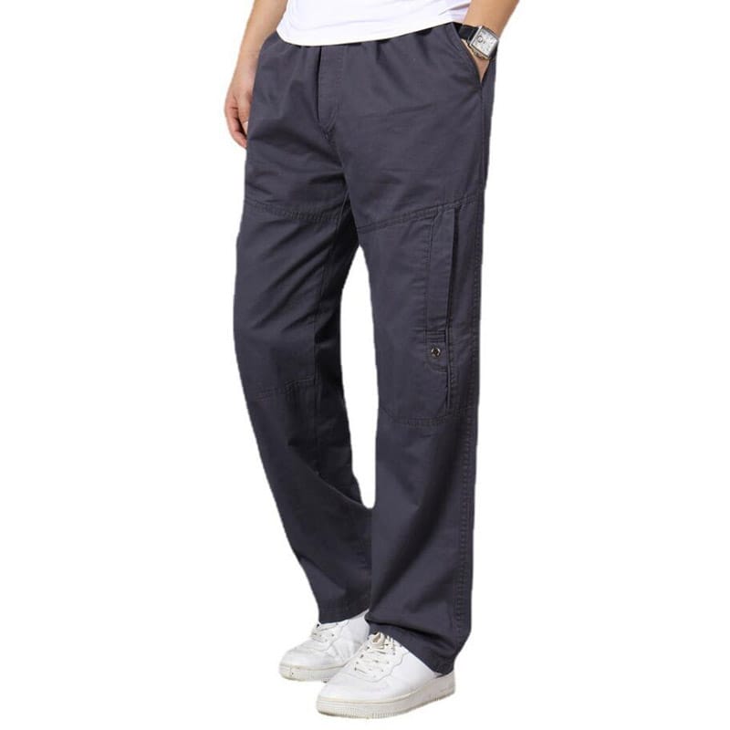 Summer Men's Gray Pants Large Size Straight Fit Big Sizes 5XL Side Pockets Wide Leg Cotton Green Cargo Pants Work Trousers Male