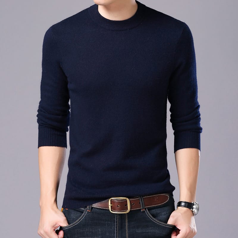 MRMT 2024 brand new men's sweater bottoming shirt autumn and winter men's sweater thick casual solid sweater