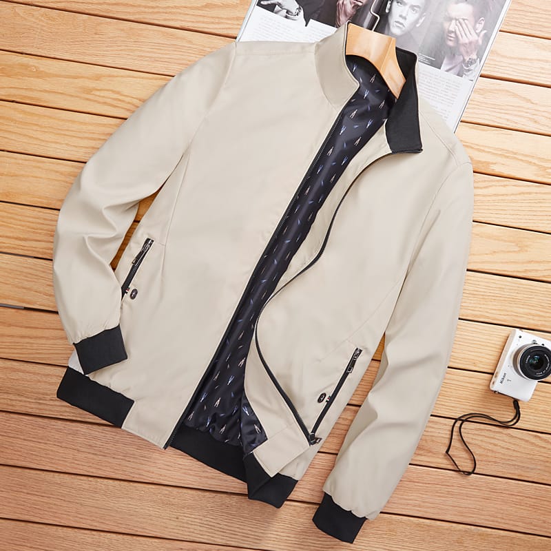 Stand Collar Men Bomber Jacket Solid Color Baseball Jacket Men Classic Men's Jackets Casual Business Jacket for Men
