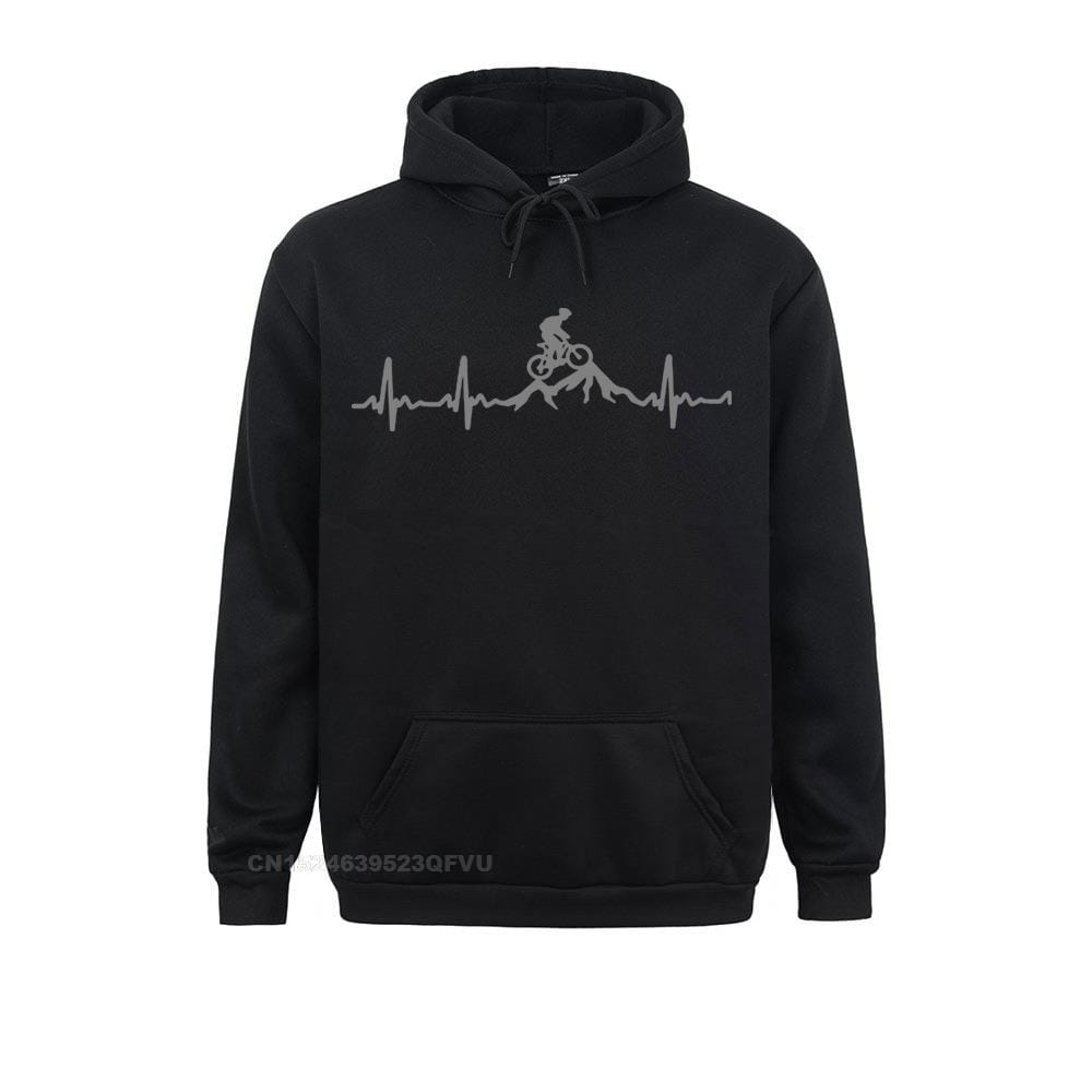 Mountain Bike Heartbeat Funny Mtb Dirt Bike Women Plus Size Custom Long Sleeve Men's Hoodie Fashion Family Cotton