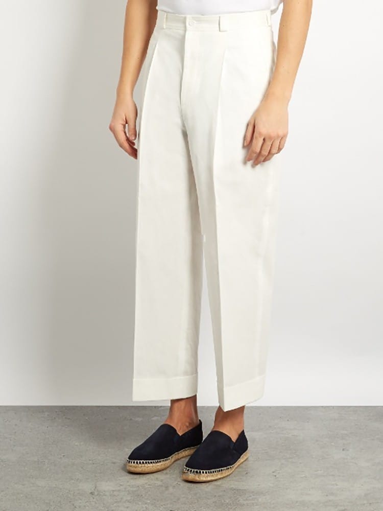Men's new casual pants Minority design white casual pants personality belt can loosen the fashion show men's pants