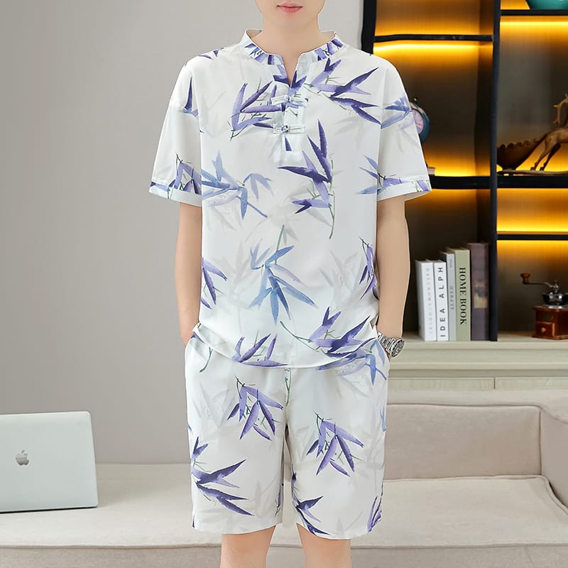 Shirts + shorts 2024 new style summer printing pattern Sportswear Men's Casual Sets Male shorts and shirts men full size M-4XL