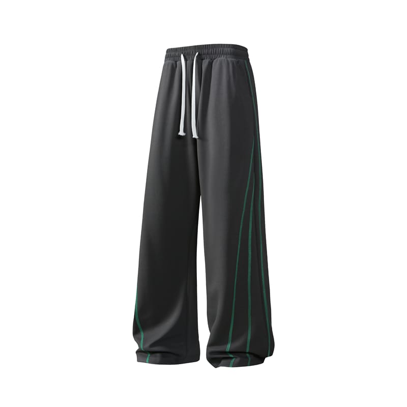 Youthful Vitality Autumn New Men's Elastic Waist Drawstring Striped Pockets High Street Casual Loose Straight Wide Leg Trousers