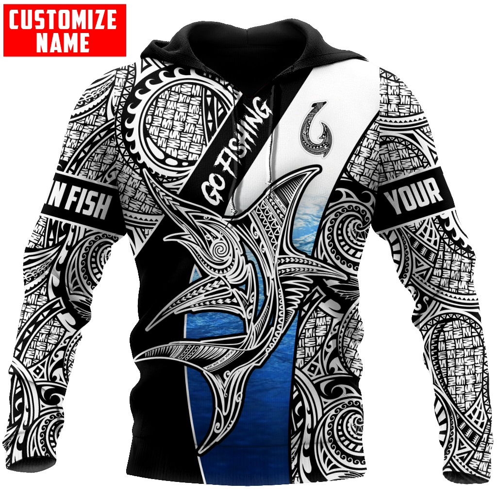 Polynesian Go Fishing Marlin Fish Personalized 3D Printed Men's Hoodie & Sweatshirt Unisex Zip Hoodies Casual Tracksuits KJ876