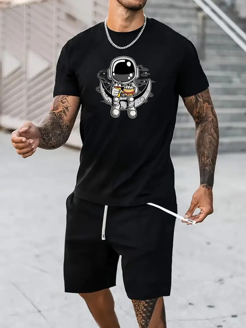 High Quality Men's Short Sleeve Shorts Set,Street Casual Short Sleeve T Shirt,Two Piece Quick Dry,Plus Size Fashion Men