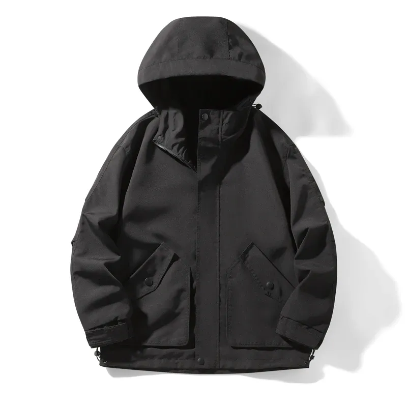 2024 New Men's Windbreaker Casual Fashion Windproof and Waterproof Hiking Camping Hunting Jacket Simple Men's Hooded Jacket