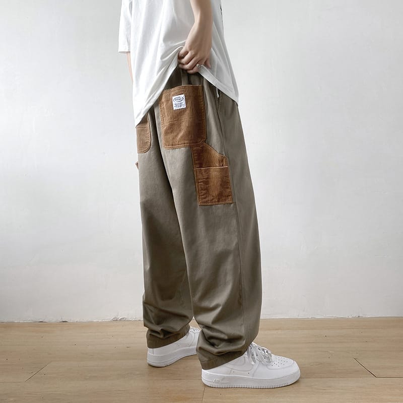 Japanese Style Loose Fit Straight Leg Casual Pants Autumn Korean Trend Men's Cargo Pants High Street Bell Bottoms