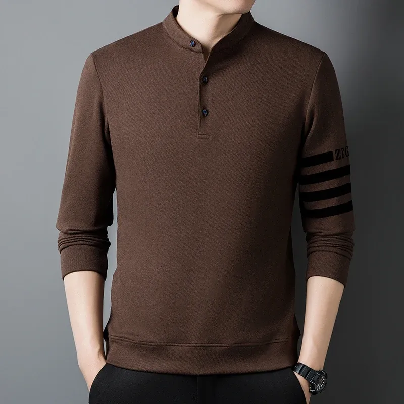 Men's Spring New Fashion Standing Neck T-shirt Thin Comfortable Fashion Versatile Top