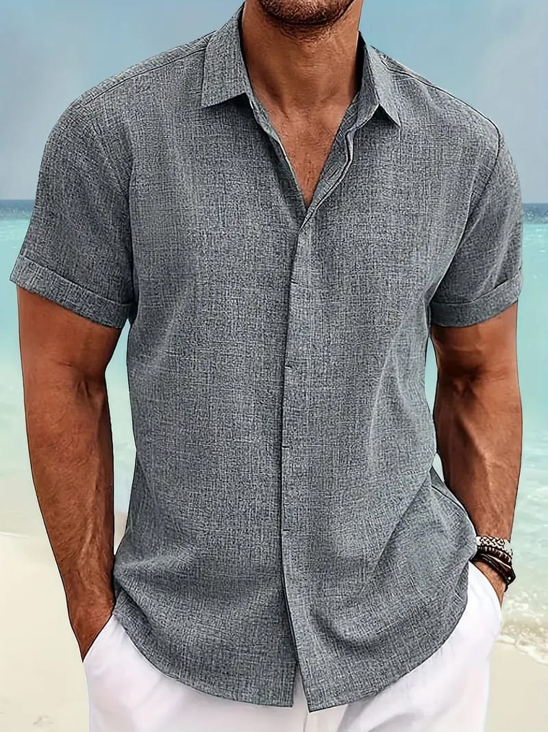 2024 summer explosive men's loose version of shirt fashion casual trend short sleeve beach wear men's short sleeve shirt top