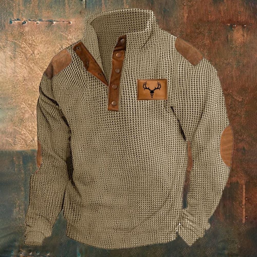 Men Sweatshirt Retro Contrast Color Men's Sweatshirt with Stand Collar Striped Texture Long Sleeve Mid Length Soft Warm for Fall