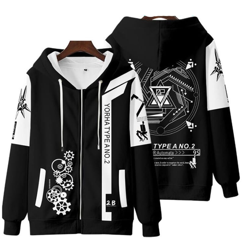 Aniem Game NieR Automata Hoodie Long Sleeve Zipper Sweatshirt Women Men's Outwear Harajuku Streetwear 3D Clothes Plus Size