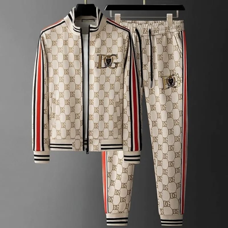 Men's Clothing Zipper Long-sleeved Hoodie Set Men's Casual Sports Pants Fashion High Print Running 2-piece Set