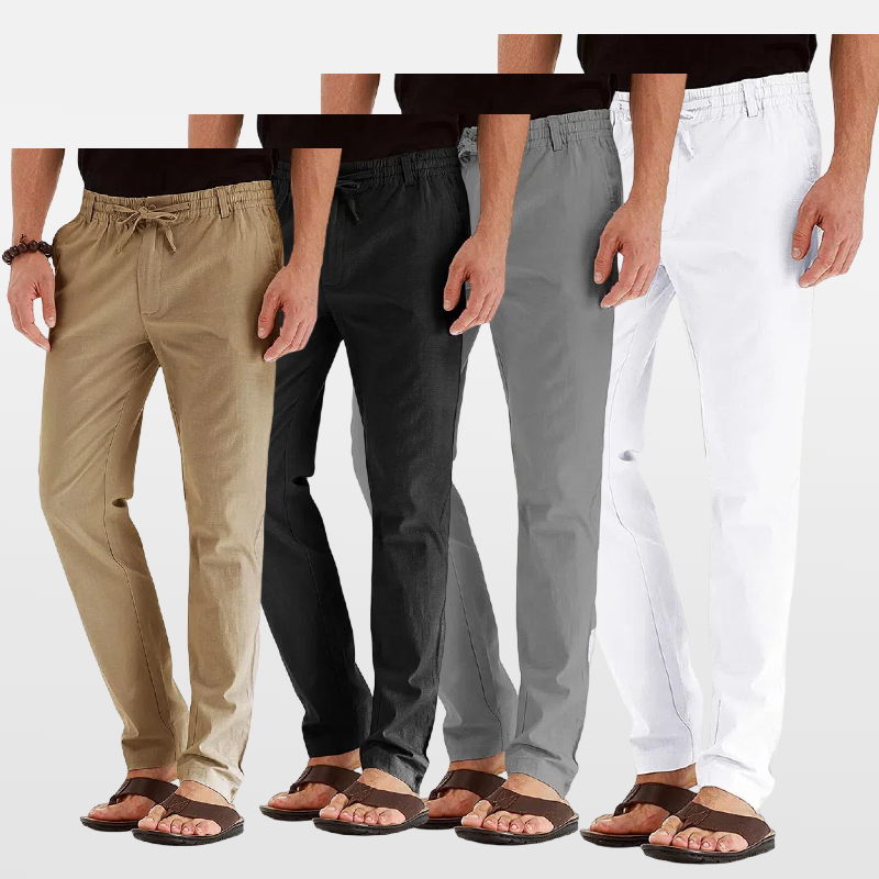 2024 New Fashion Business Casual Men's Pants Loose Large Elastic Waist Cotton Versatile Solid Color Sports Pants for Men