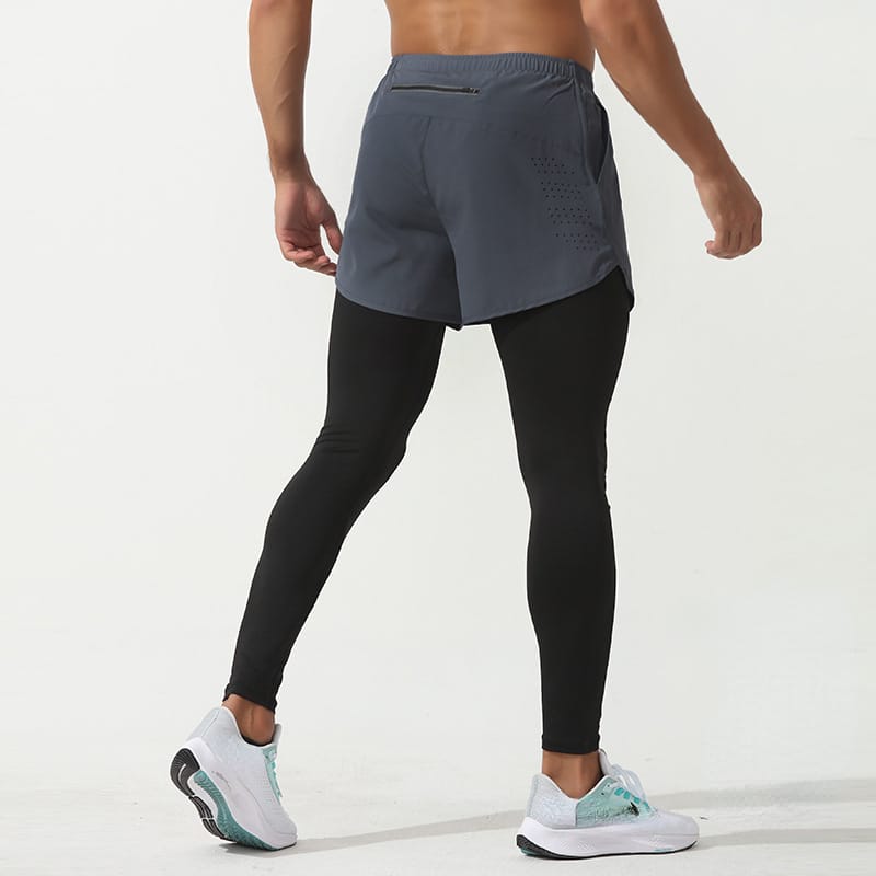 Men's Fitness Pants Stretch Running Quick Drying Pants Basketball Training Pants Fake Two Pairs of Tight Sweatpants Men Joggers