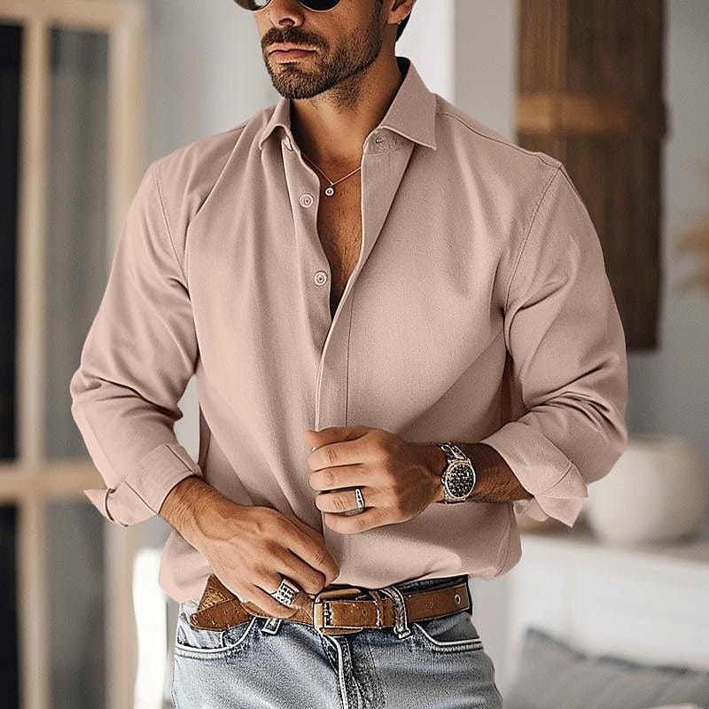 2024 High Quality Men's Casual Business Long Sleeve Shirt British Loose Plus Size Shirt