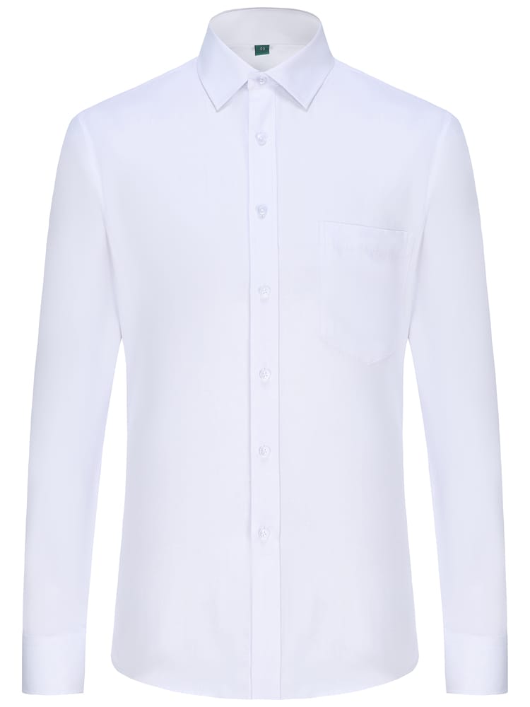 Classic Design Men's Formal Solid Color Button Up Long Sleeve Shirt Single Pocket Business Wear Regular Fit Work Office Shirt