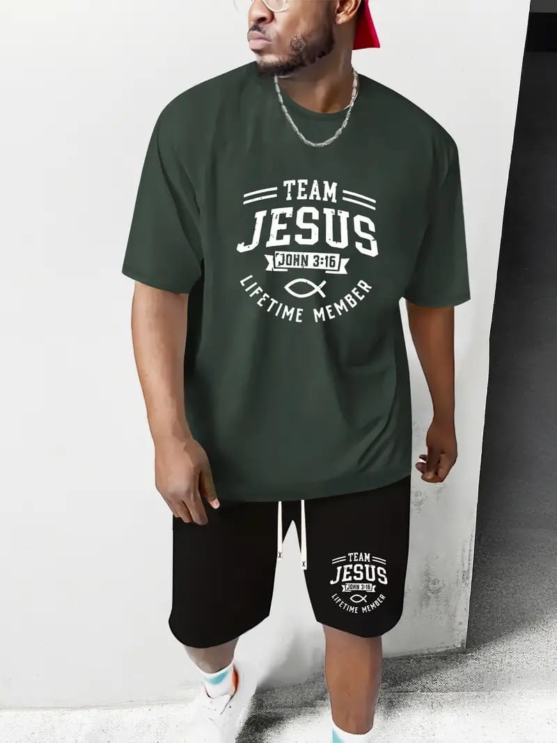 Men's T-Shirt Set and Shorts Fashion Men's T-Shirt Short Sleeve + Shorts Two Piece Oversized Casual Street Sports Men's Set