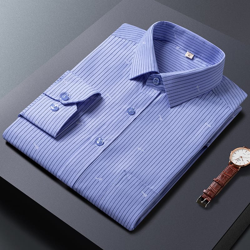 2023 Spring and Autumn New Men's Striped Shirt Long-sleeved Korean Slim Youth Handsome Hundred Non-iron Shirt