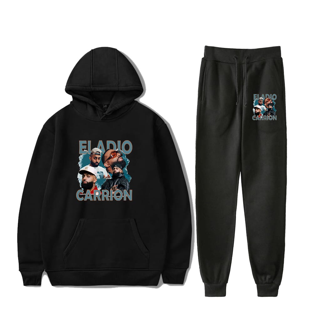 Eladio Carrion Retro Hoodie Jogger Pants Vintage Graphic Two Piece Set Sweatshirts+Sweatpants Women Men's Set