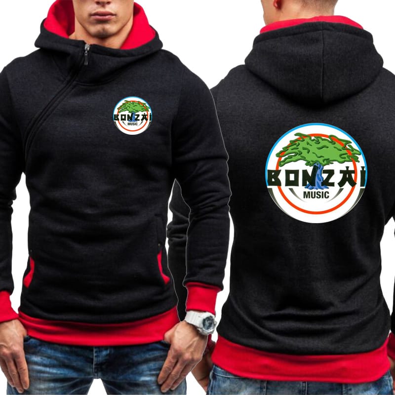 High Quality Men's Hoodie Bonzai Records Music Print Hooded Jacket Fleece Sweatshirt Pullover Outwear Casual Male Streetwear