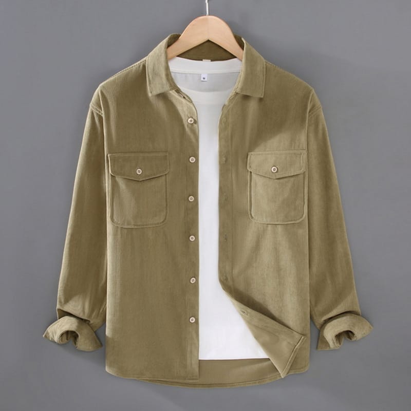 Heavyweight Workwear Long Sleeve Shirt Men's Spring Autumn American Vintage Casual Corduroy Retro Shirt Jacket Coats Cityboy Y2k