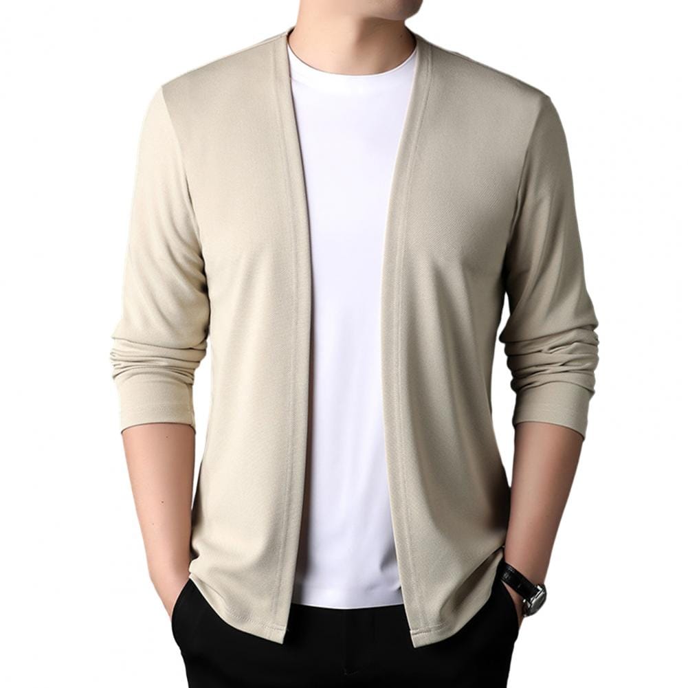 Men Knitted Sweater Slim Fit Solid Color Sweater Coat Stylish Men's Knitted Cardigan for Spring Autumn Male Clothing All-match