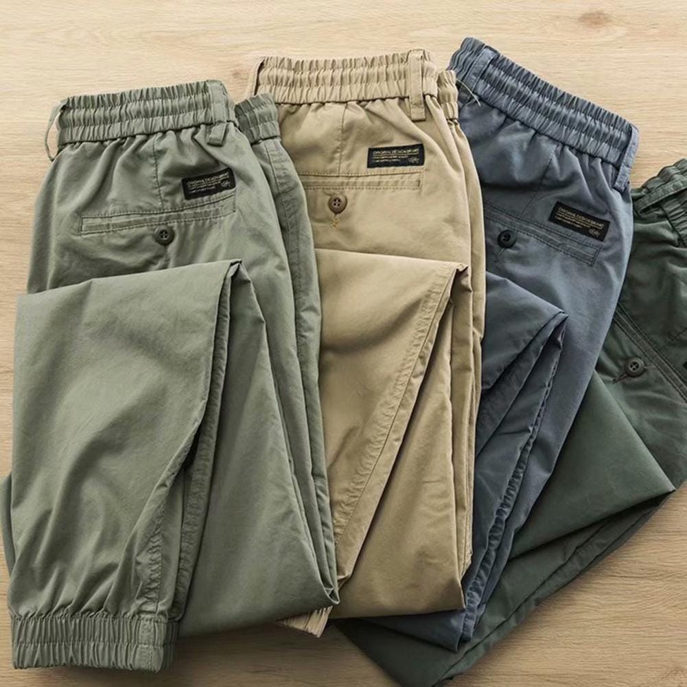 Thin Long Sweatpants Men's Casual Sport Pants with Elastic Waistband Drawstring Zipper Button Fly Stylish Streetwear for Spring
