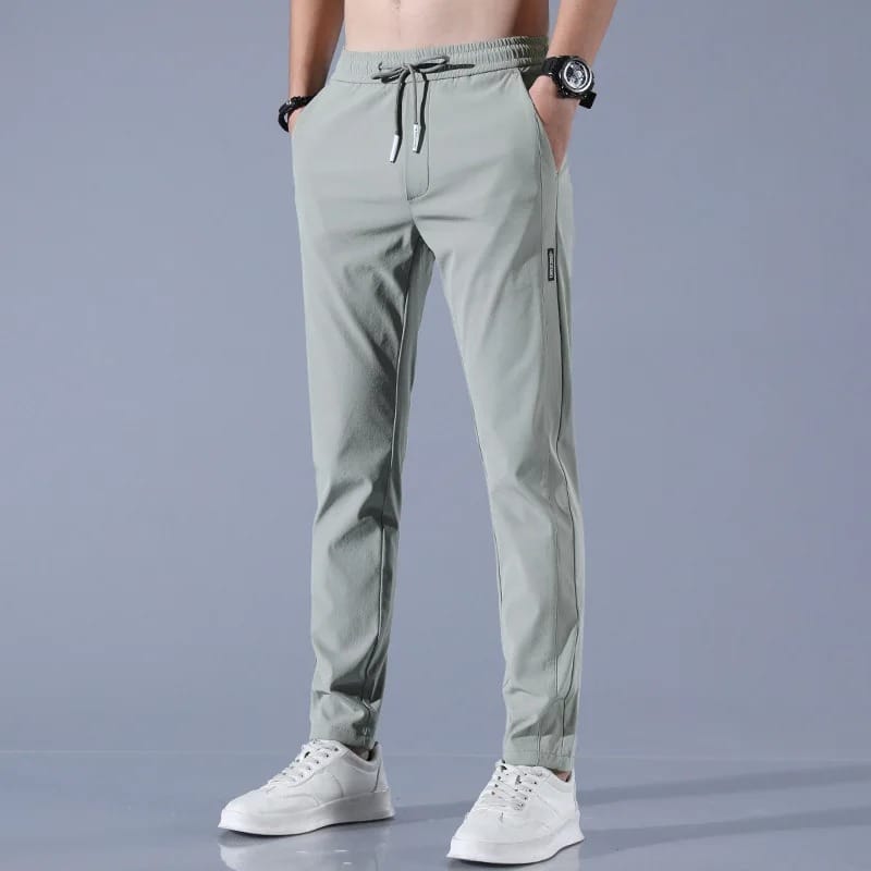 4 Colors!2024 Summer Thin Feet Casual Pants Men's Ice Silk Pants Breathable Fashion Casual Pants