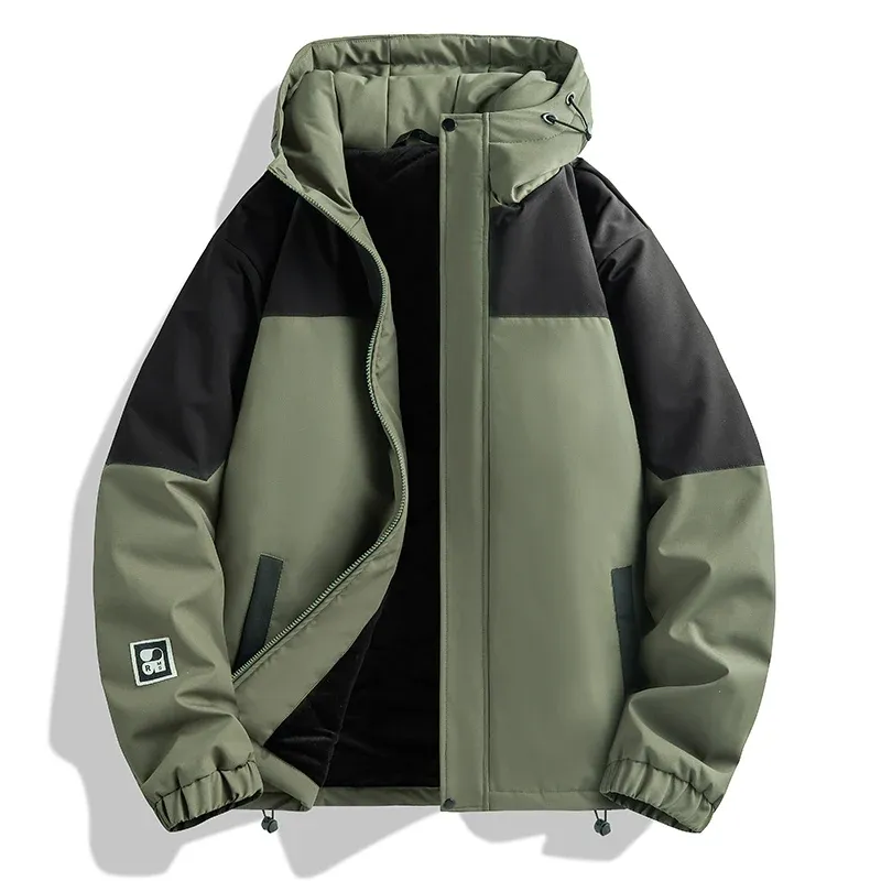 2024 New Autumn Lovers Bread Jacket Cotton-padded Jacket Outdoor Waterproof Camping Men's Hooded Windbreaker Warm Down Jacket