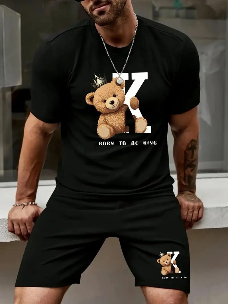 Fashion Sports Short Sleeve Suit Sweat Absorbent Quick Dry Men's Suit Casual Street Summer New Loose Large Size Men's Suit