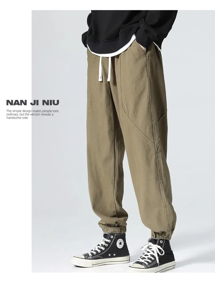 Summer thin striped casual paratrooper pants, men's loose wide leg straight tube street dance sports charge dance workwear pants