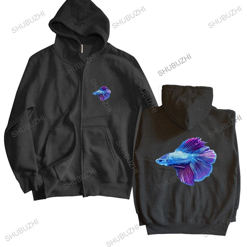 cotton sweatshirt male hoodies Men's Blue Betta Fish shubuzhi men autumn winter zipper Female Spring and Autumn Zip-up