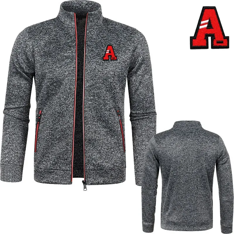 Embroidery A Men's Cardigan High quality trend casual sports men's baseball jacket sweatshirt Spring autumn zipper Men's hoodie