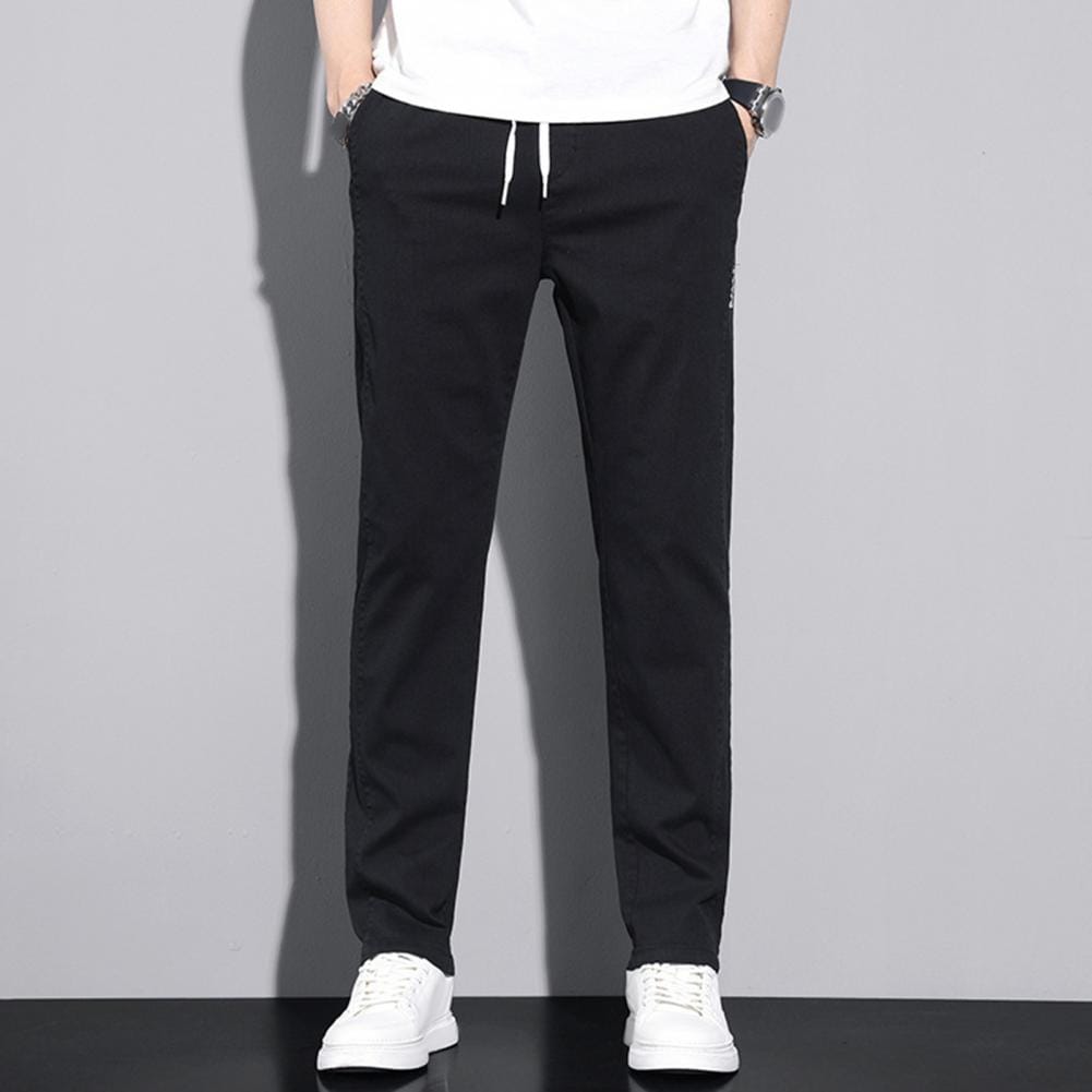 Daily Wear Men Trousers Men's Drawstring Elastic Waist Wide Leg Pants with Pockets for Sport Travel Daily Wear Regular Fit Men