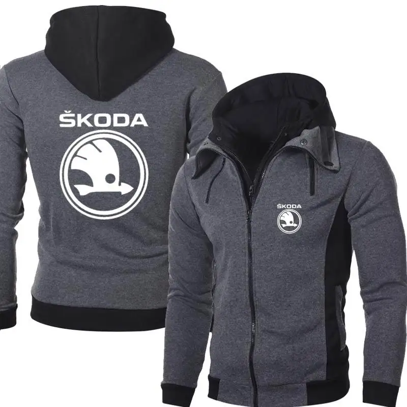 2023 New Spring Autumn Men's Skoda Logo Hoodies Outdoor Casual Male Jackets Warm High Quality Harajuku Sweatshirts