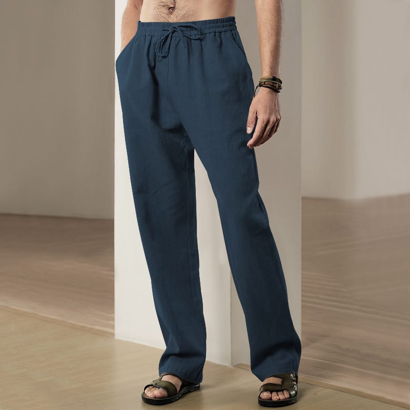 High Quality Men Cotton Linen Long Pants Men's Spring and Summer Loose and Breathable Solid Color Linen Pants Casual Street Wear
