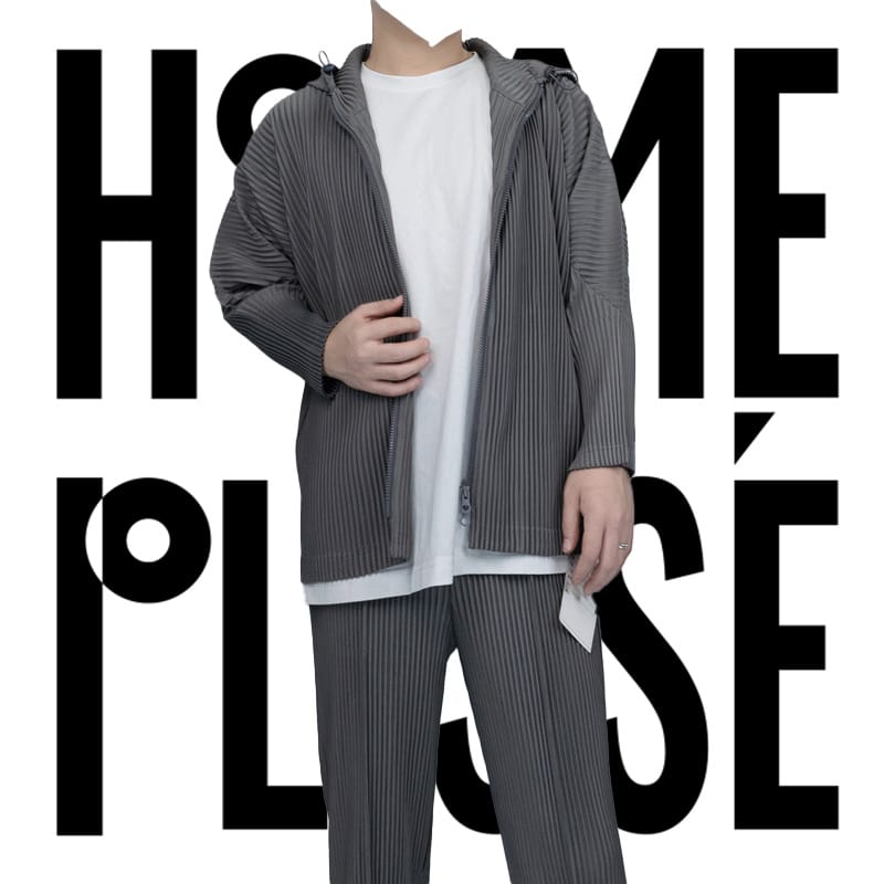Pleats Pleated Original Zipper Sweater Jacket 2024 Spring Summer New Casual Sports Hooded Cardigan Men's Tops Loose Men's Tide