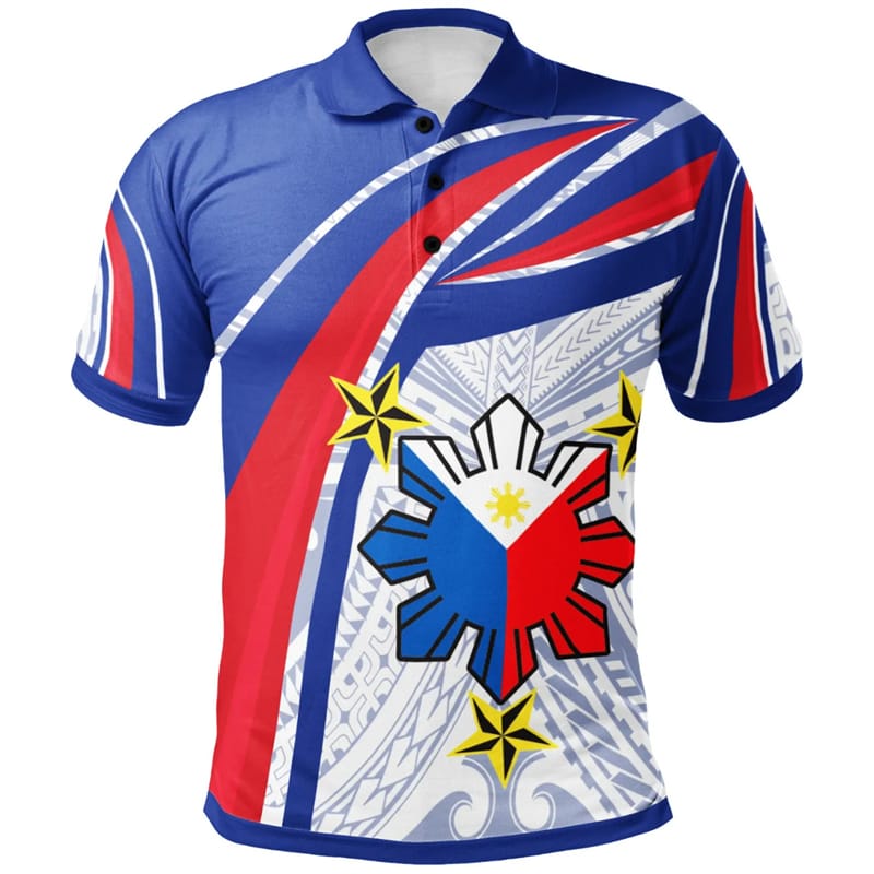 Men's Fashion 3D Philippines National Flag Printing Shirts Philippines National Hero Day Graphic Polo Shirts For Men Fashion Top