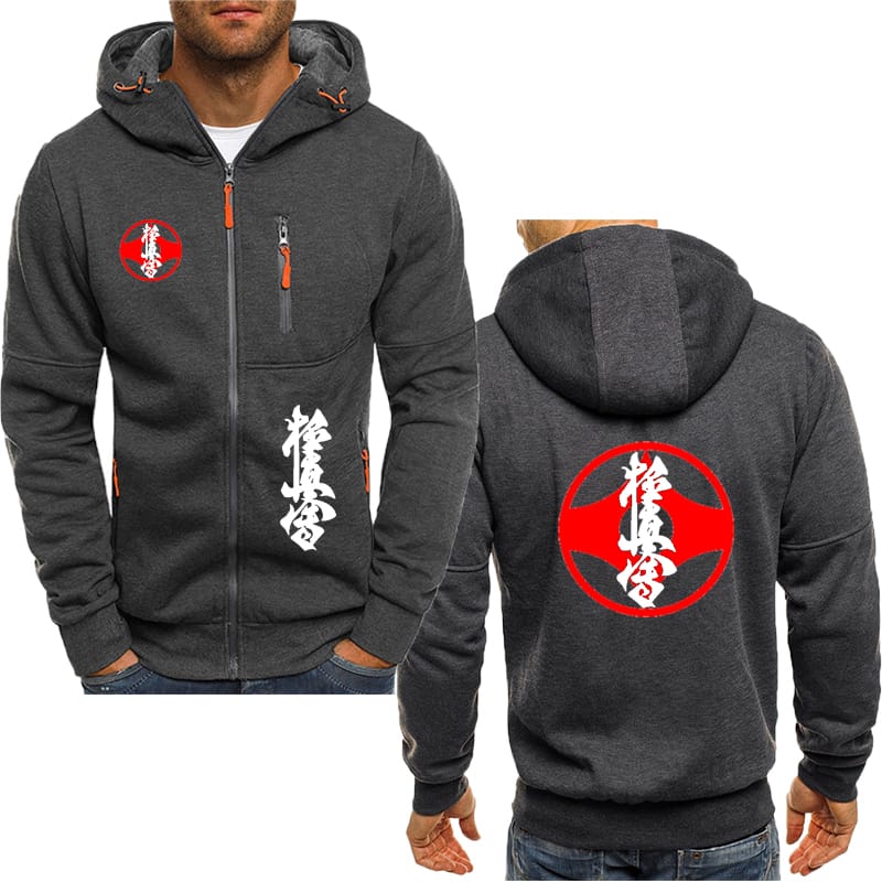 2024 Autumn custom Men's hoodie jacket casual sports high quality cotton Kyokushin Karate Printed men's cardigan pullover top