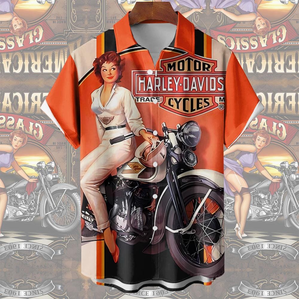 Motorcycle Men's Shirts Route 66 Classic Tees 3d Print Short Sleeve Top Summer Clothes Route 66 Pattern Blouse Oversized Shirt