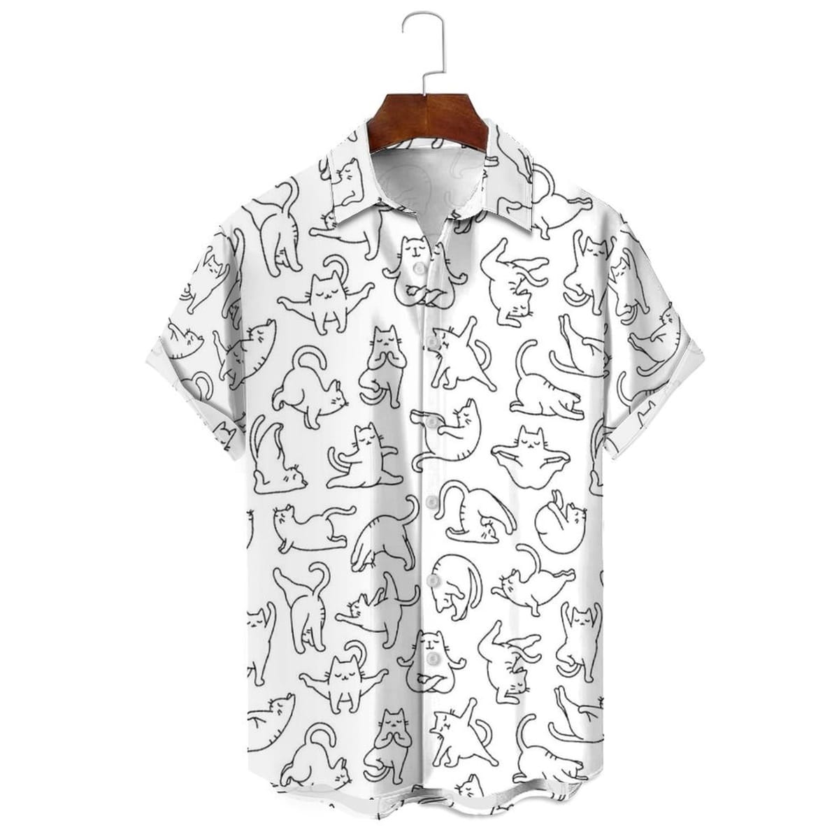 Summer Fashion Men's/Women's Cartoon Print Loose Casual Solid Color Summer Daily Can Wear Single-Breasted Short-Sleeved Shirt