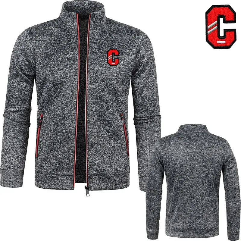 Embroidery C Men's sweatshirt zipper Men's hoodie High quality trend casual men's baseball jacket sweatshirt Men's clothing