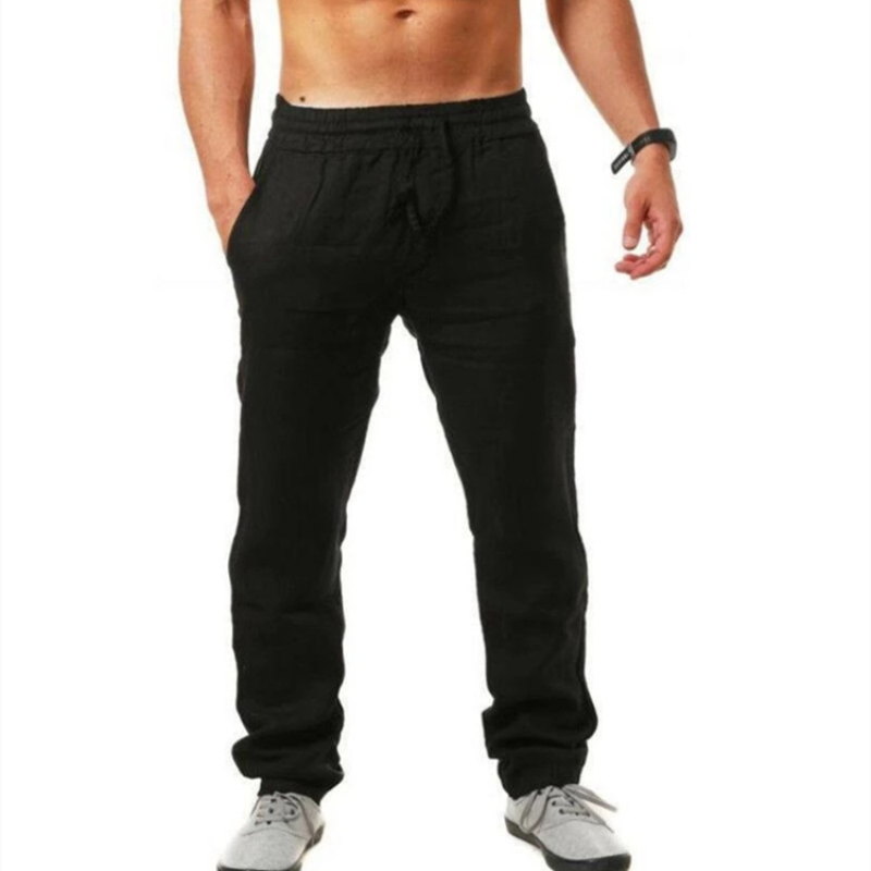 Summer Men's Hip Hop Breathable Cotton Linen Loose Casual Sports Trousers