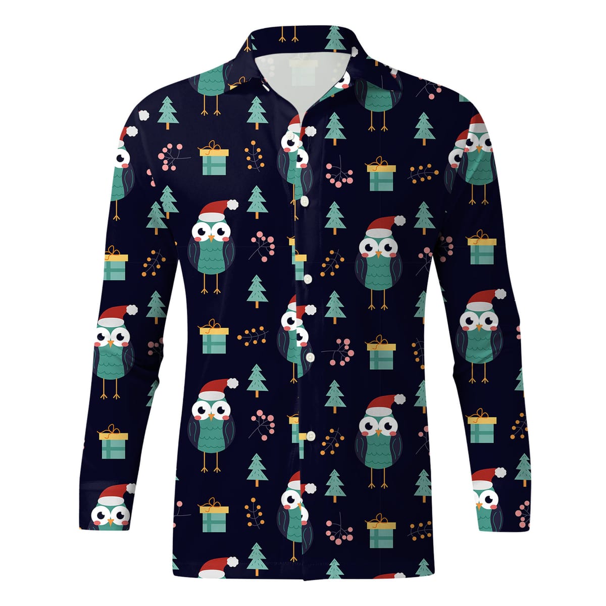 Men's Shirt Party Style Christmas Snowflake Hd Print Blouse And Top Long Sleeve Button Lapel Tops Men New Year Christmas Shirts