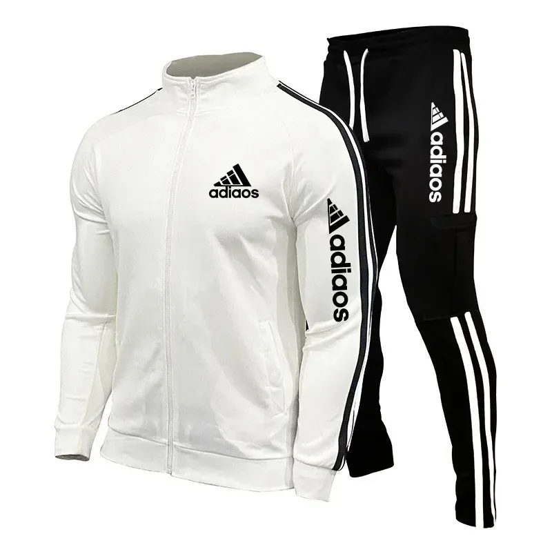 Men's Zippered Stand Up Collar Training Suit, Sports Shirt and Pants, Sportswear, Running, Fitness Wear, New, 2024
