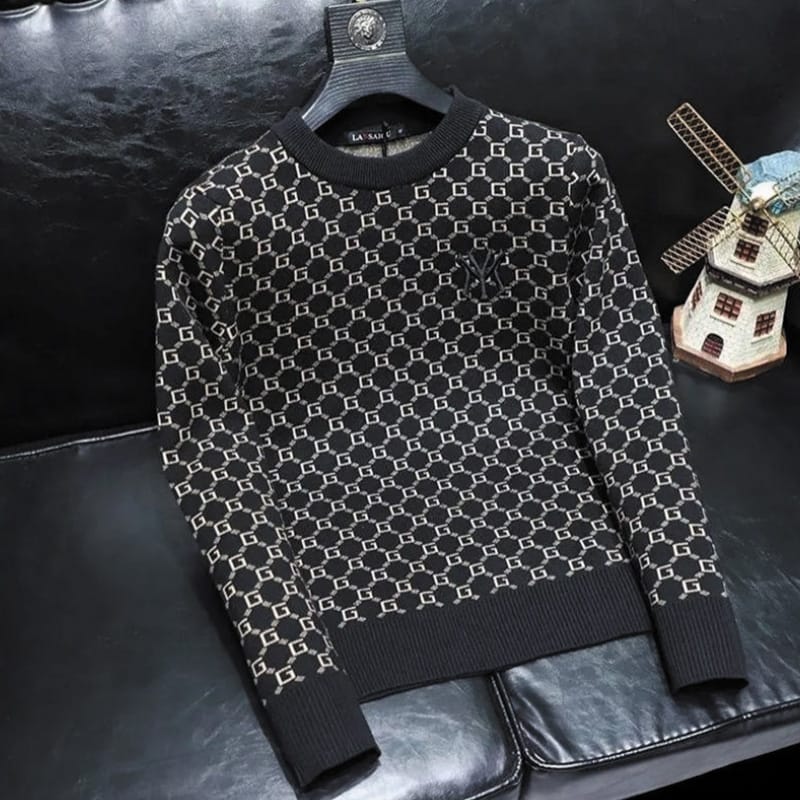 2023 New TrendLong Sleeve Casual Warm Pullovers Men Handsome Letter Embroidered Loose O-neck Top Tee Men's Clothing All-match