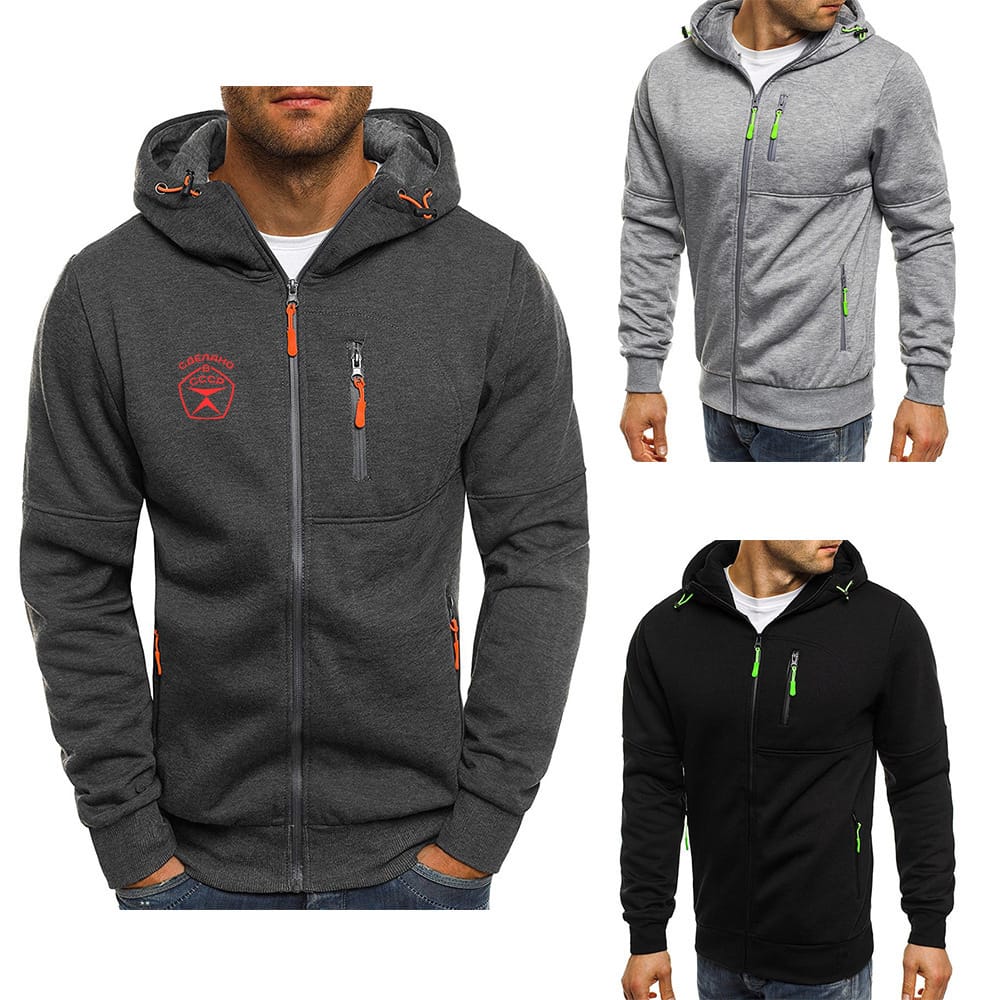 CCCP Russian 2023 Men's USSR Soviet Union New Hooded Coats Casual Zipper Sweatshirt Tracksuit Fashion Jacket Streetwear Clothing