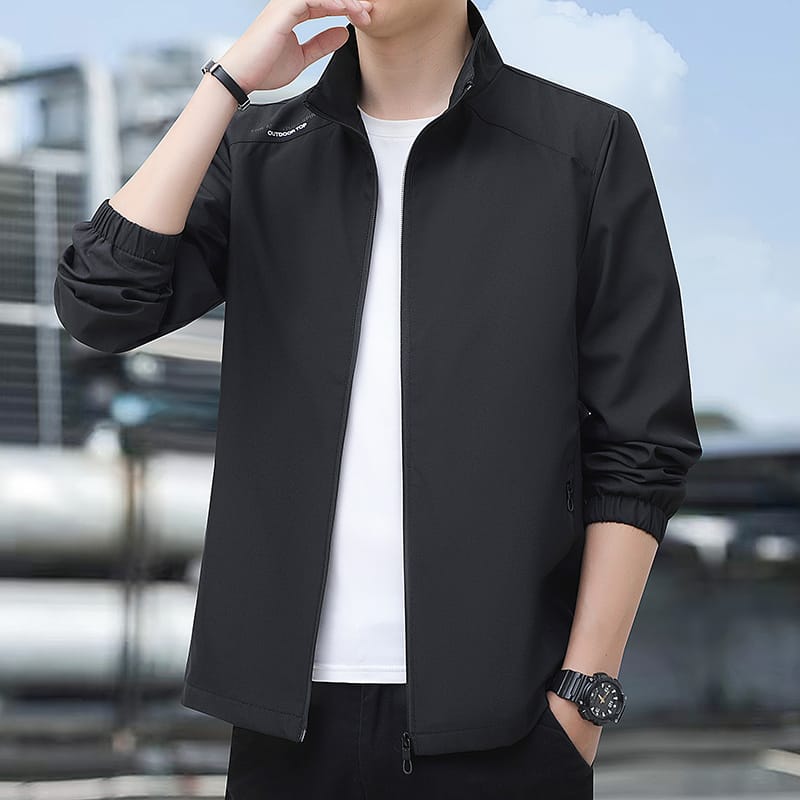 Men's Jacket 2024 Spring Autumn New Solid Color Simple Casual Loose Outdoor Jogging Sports Lapel Coat Men's Long-sleeved Tops