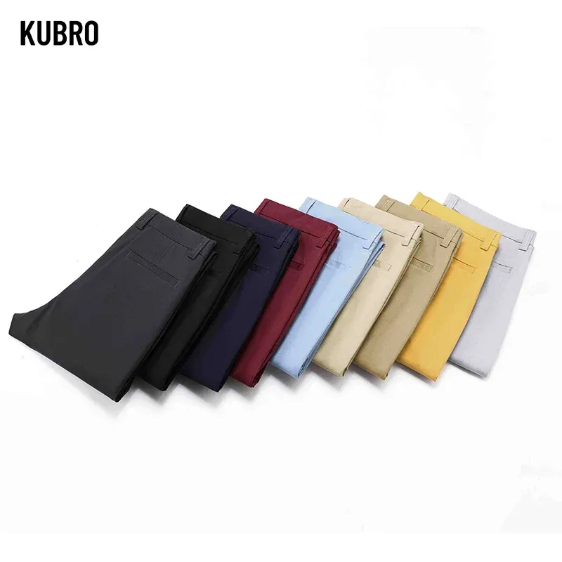 KUBRO 2023 Men's Autumn Fashion Business Casual Long Pants Suit Pants Male Elastic Straight Formal Trousers Plus Big Size 30-40